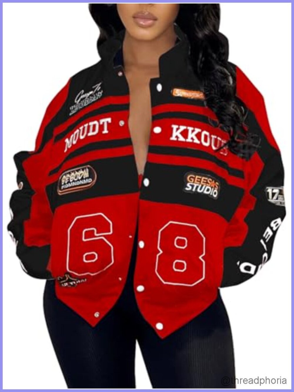 Women's Varsity Jacket Color Block Letterman Convertible Streetwear